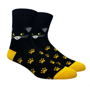 Women's Black Cat Crew Socks