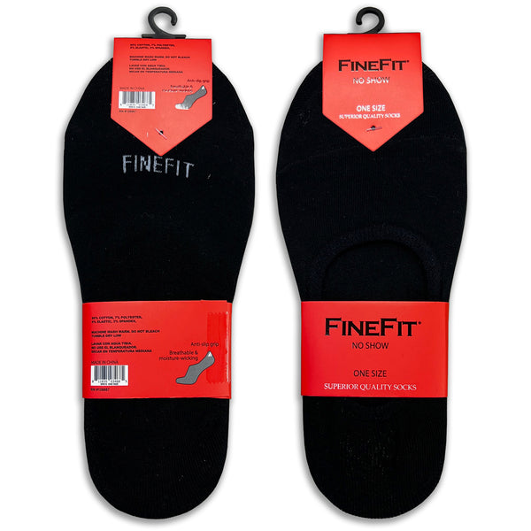 FineFit Thin Black No-Show Loafer Socks - 6 Pairs