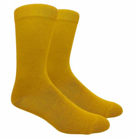 Black Label Plain Dress Socks - Mustard