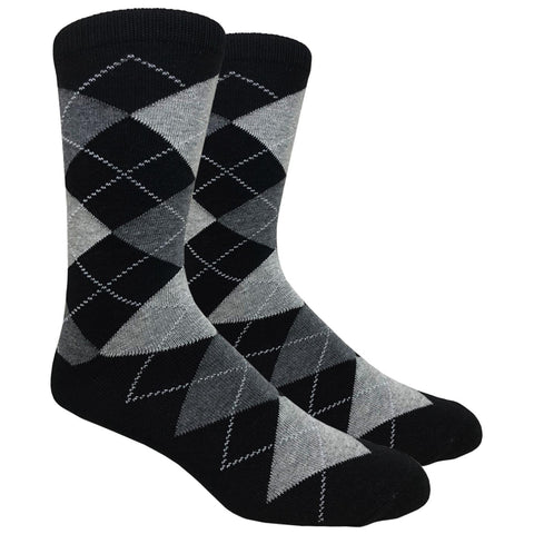 FineFit Black Label Argyle Socks - Black
