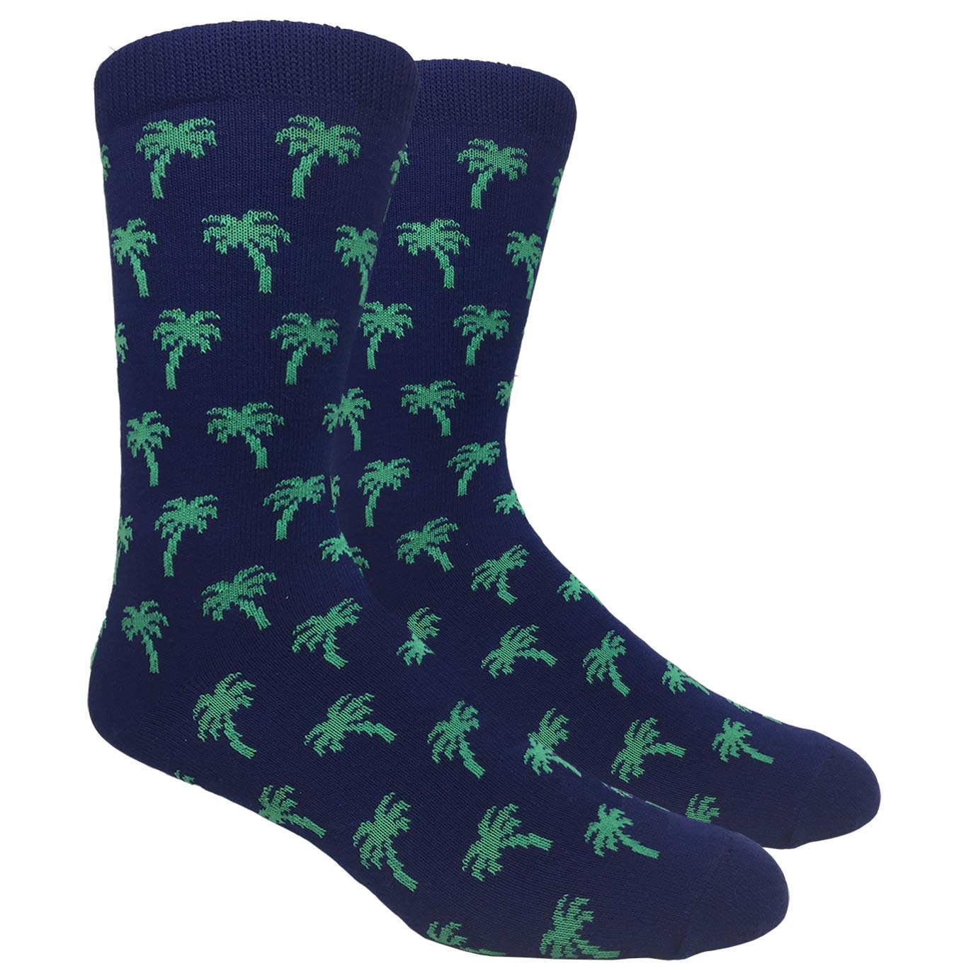 FineFit Black Label Novelty Socks - Navy Blue Palm Trees