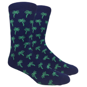 FineFit Black Label Novelty Socks - Navy Blue Palm Trees