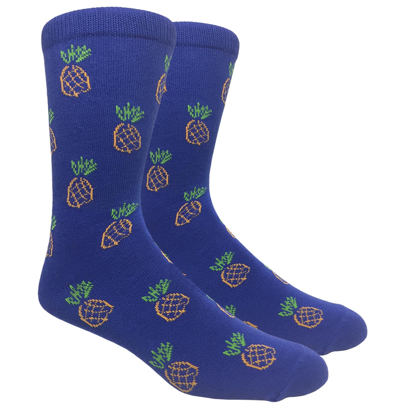 finefit black label novelty socks - blue pineapples
