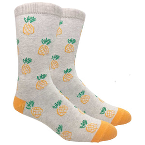finefit black label novelty socks - ivory pineapples