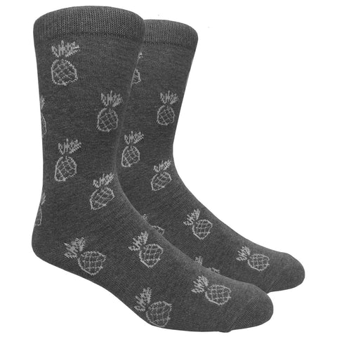 FineFit Black Label Novelty Socks - Grey Pineapples