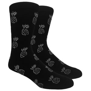 FineFit Black Label Novelty Socks - Black Pineapples