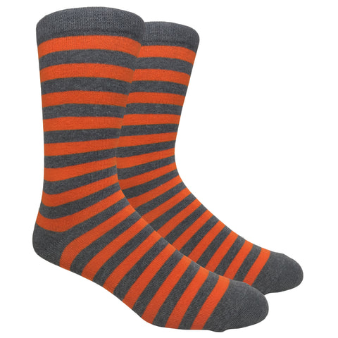 FineFit Black Label Stripe Socks - Charcoal Grey & Orange