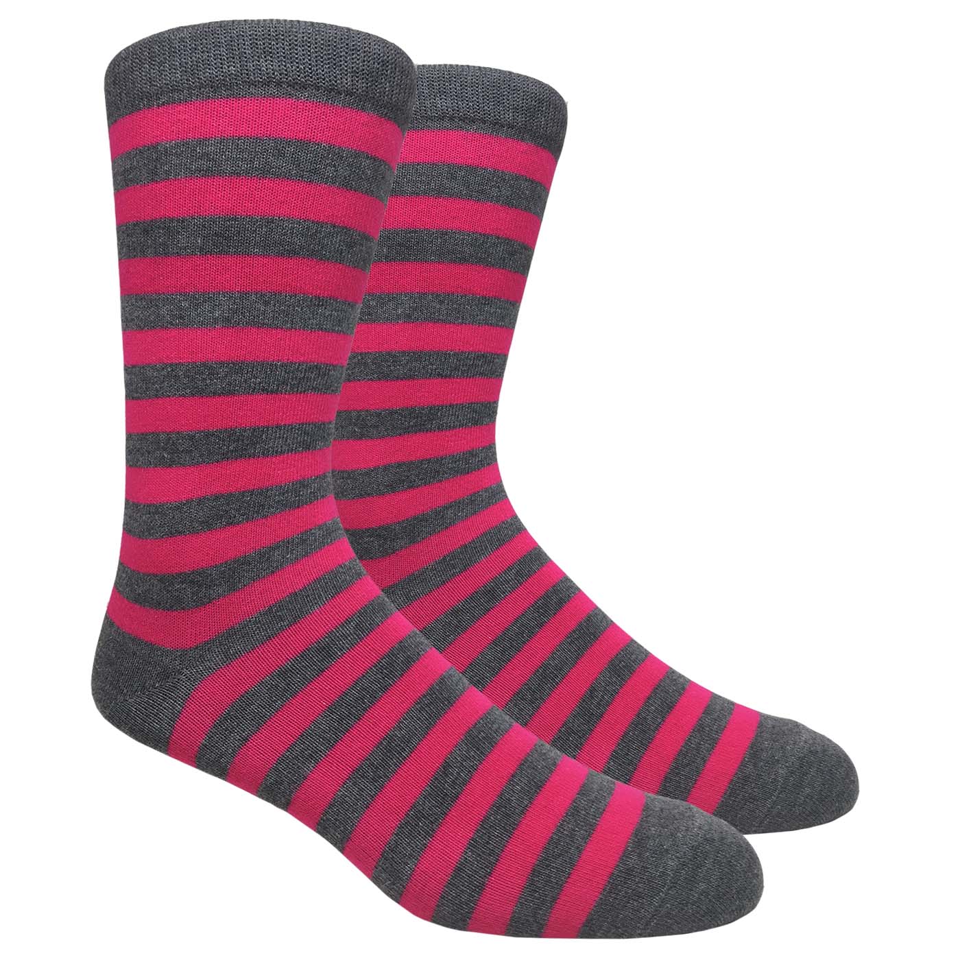 FineFit Black Label Stripe Socks - Charcoal Grey & Hot Pink
