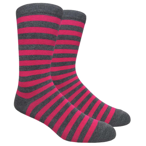 FineFit Black Label Stripe Socks - Charcoal Grey & Hot Pink