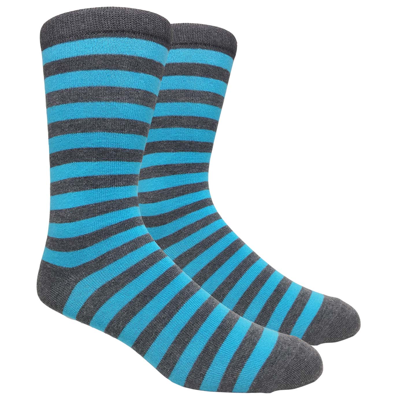 FineFit Black Label Stripe Socks - Charcoal Grey & Blue